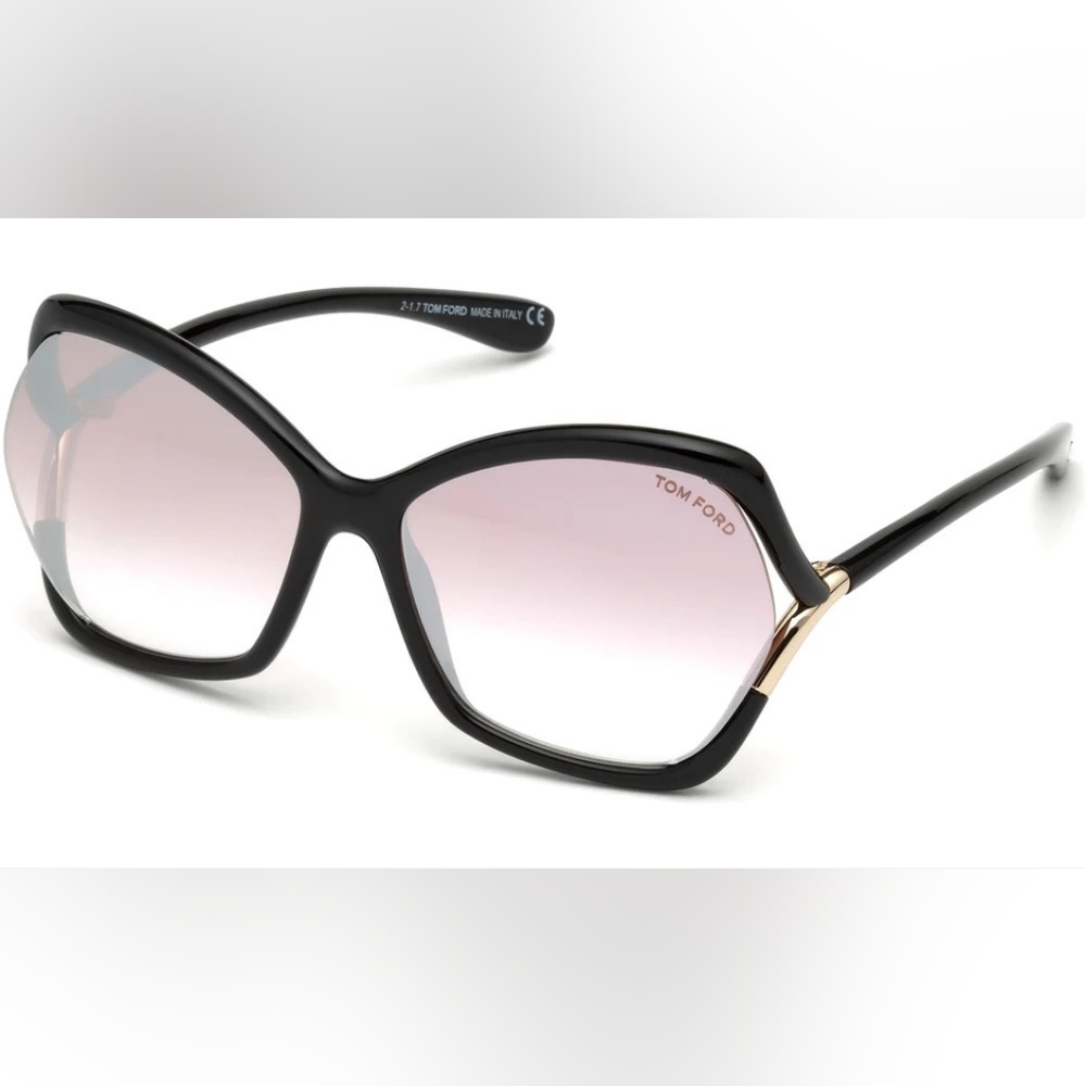 Tom Ford Black Frame with Pink Mirror Gradient Lens Sunglasses